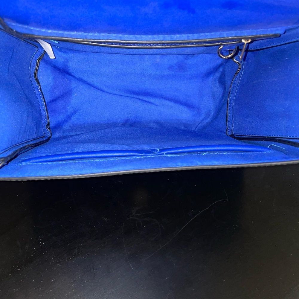 Bumblebee Blue Boxy Satchel W Designer Handle Top Purse Roomy Bee Charm Design View 5